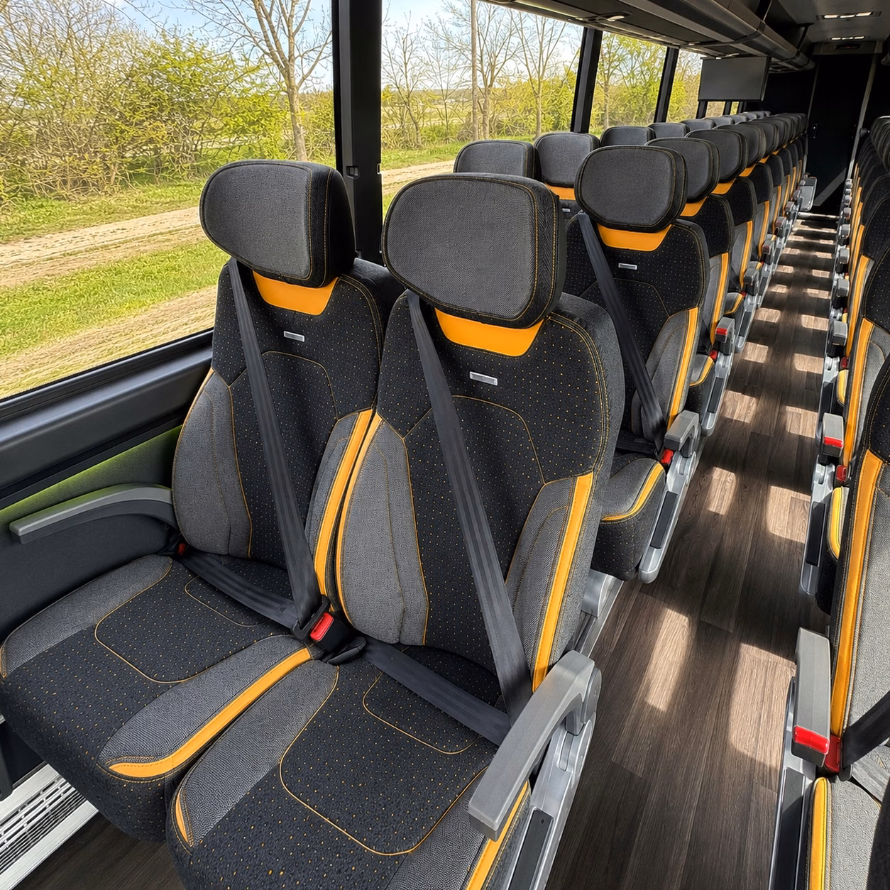 56 passenger charter bus interior